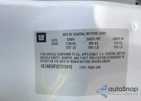 2008 Chevrolet Cobalt Ls из США, поврежденный, VIN 1G1AK58F287319416